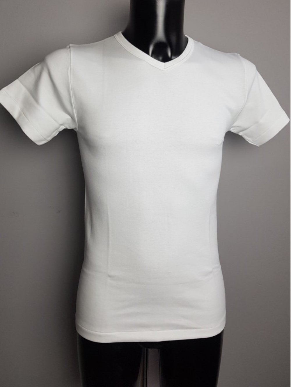 354 MAGLIA MANICA CORTA UOMO COTONE FELPATO SCOLLO V HENRI