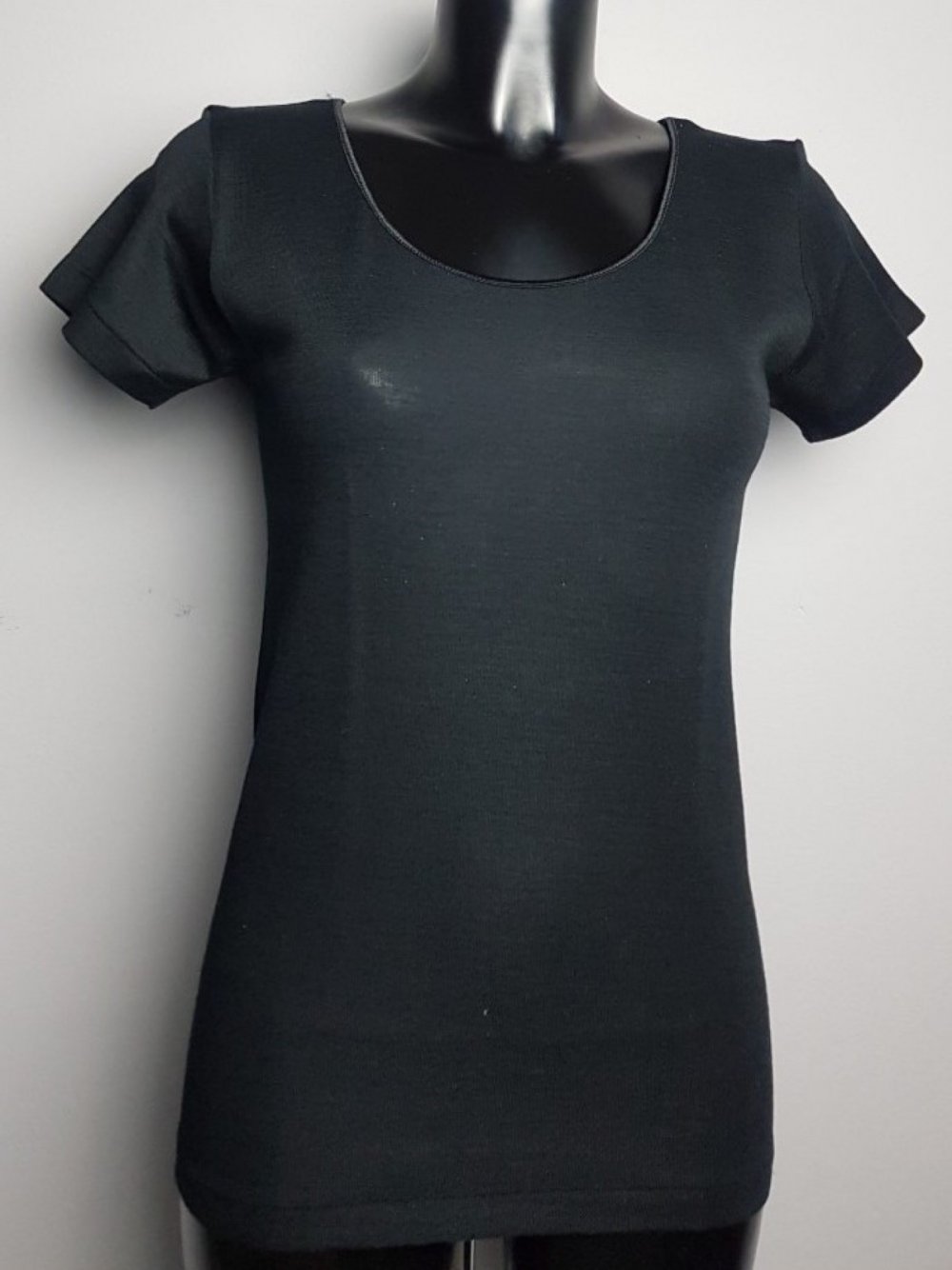 621 MAGLIA MANICA CORTA DONNA MISTO LANA LISCIA FDB