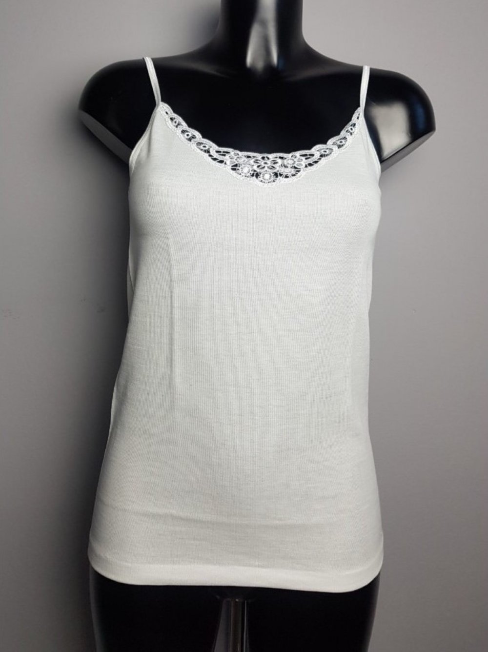 700 CANOTTA SPALLA STRETTA DONNA LANA COTONE CON PIZZO FDB