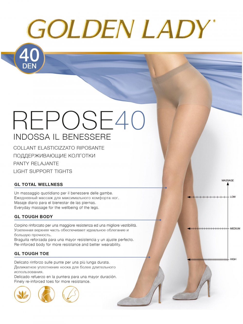 REPOSE 40 DEN GOLDEN LADY COLLANT RIPOSANTE VELATO